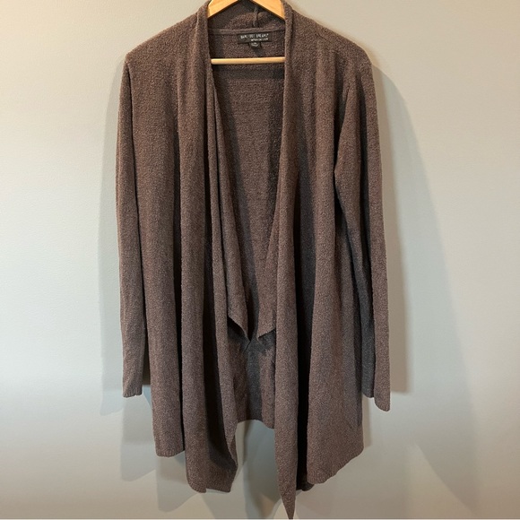 Barefoot Dreams Bamboo Chic Lite Open Drape Cardigan Charcoal Brown L/XL - Picture 2 of 7